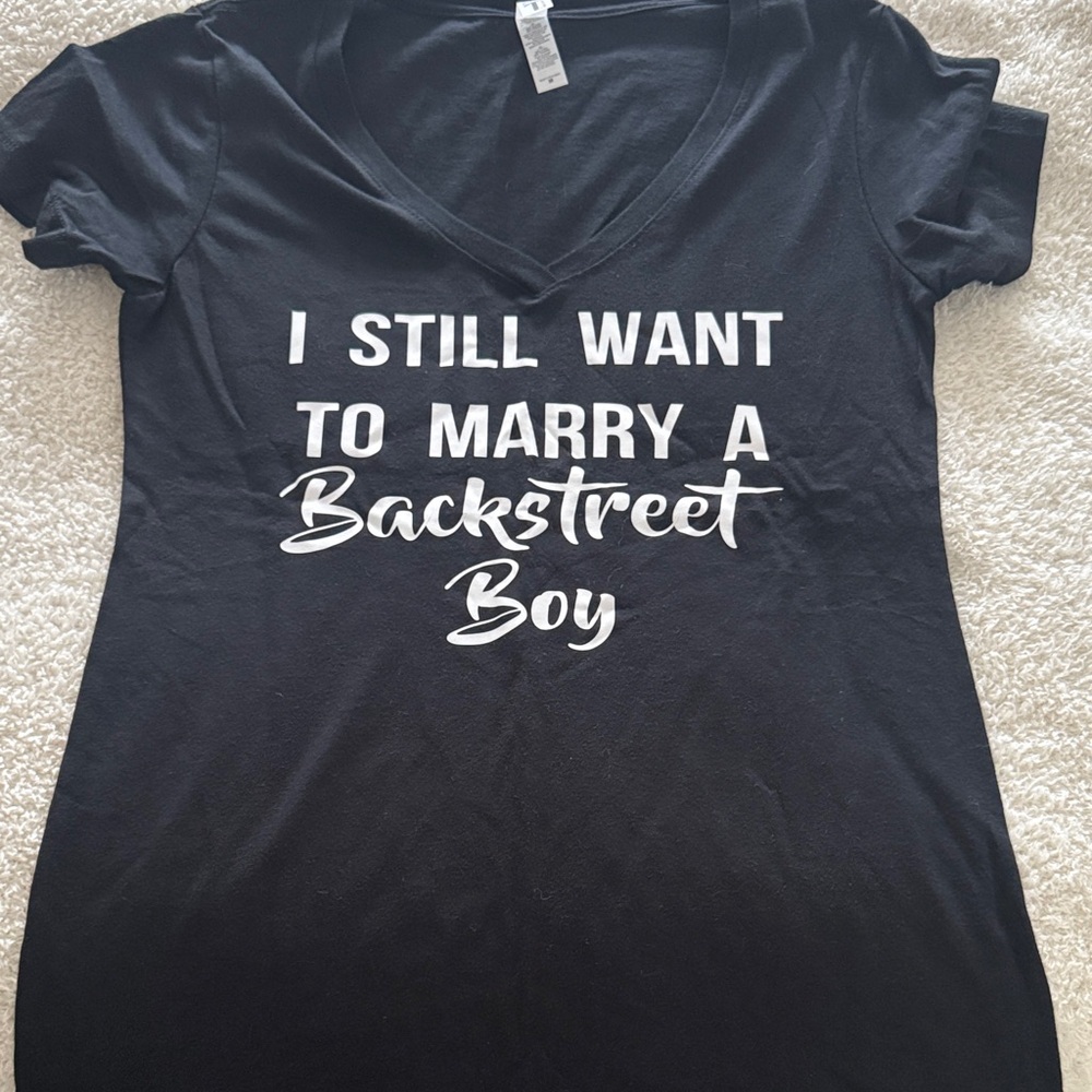 Black Backstreet Boy Tee with White Text